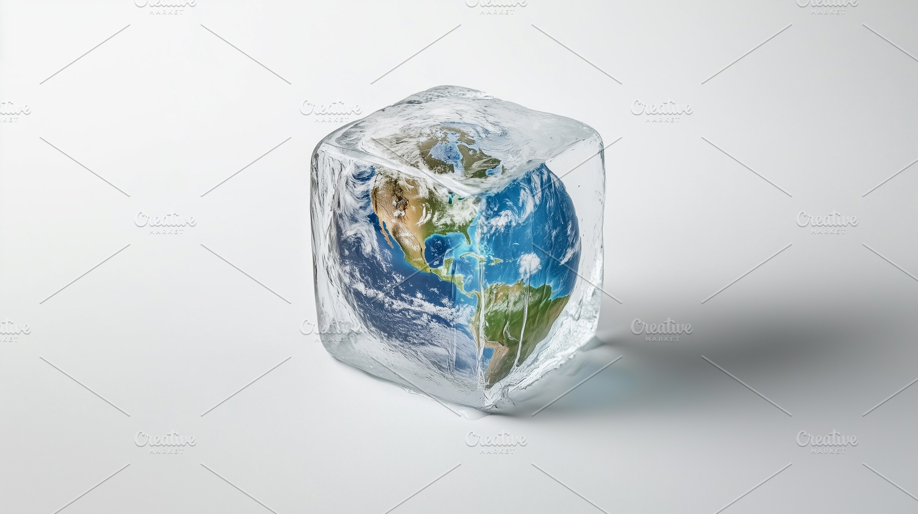 Planet Earth frozen inside a clear, a Nature Photo by MistyDay