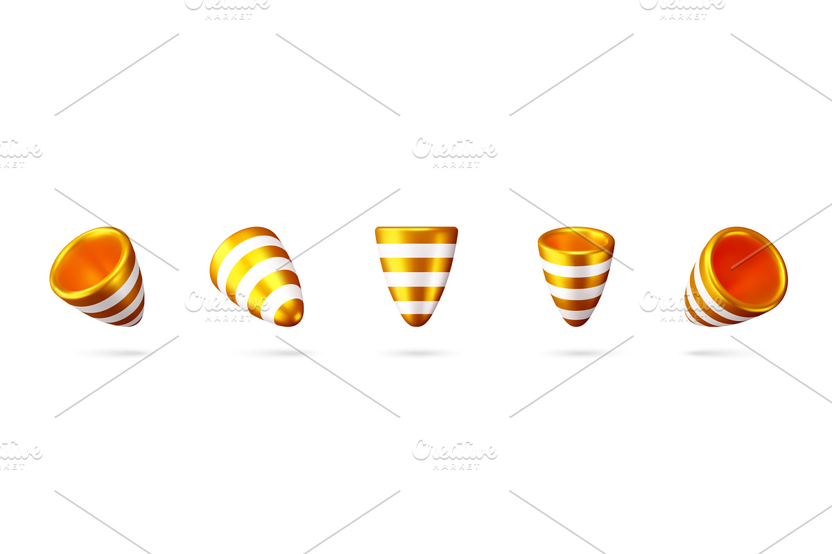 Group of 3d gold and white striped, an Object Illustration by Abscent