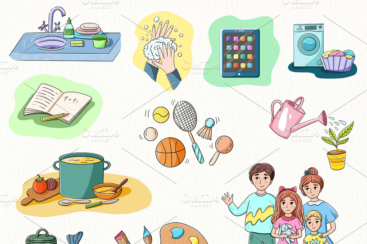 Printable Kids Chore Clip Art PNG, an Education Illustration by svetodesign (Photo 5 of 7)