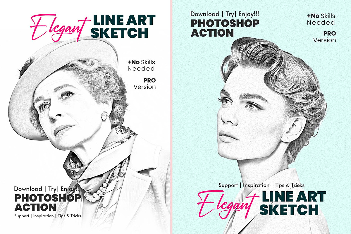 Elegant Line Art Sketch Action, an Action Add-On by MRI STUDIO (Photo 1 of 21)