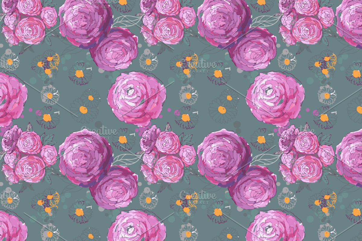 Set of 12 seamless floral patterns preview 4