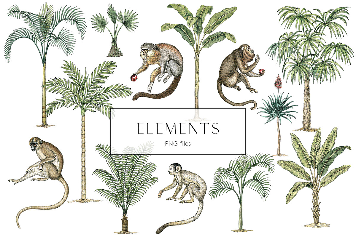 Monkeys and palms, a Pattern Graphic by Anyuka (Photo 11 of 12)