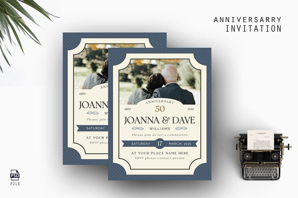 Dave Anniversary Invitation, an Invitation Template by AQR Studio