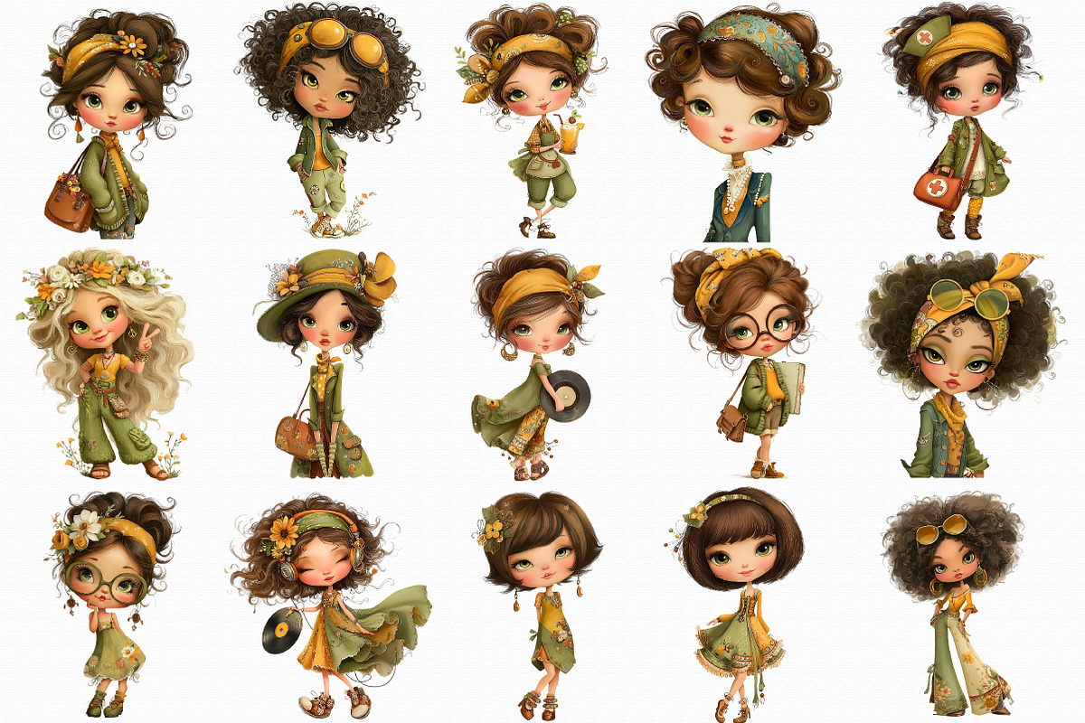 Retro Girls Clipart, an Illustration by Libby Wishes (Photo 5 of 7)