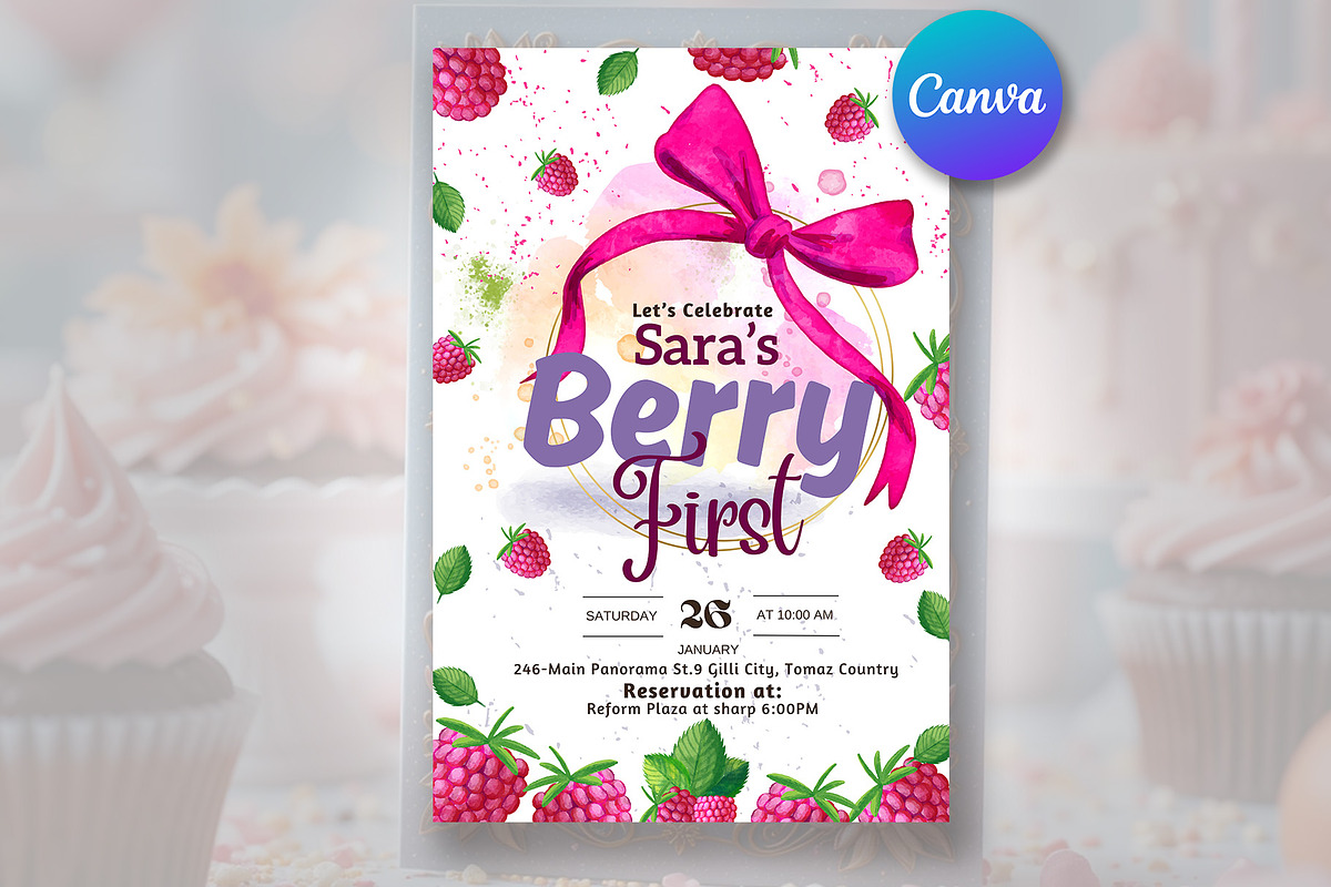 Berry First Birthday Card, Berry 1st, a Social Media Template by Psd Templates (Photo 1 of 2)
