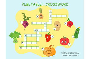 Vegetable kids crossword, an Education Illustration by Valerie Bodnar