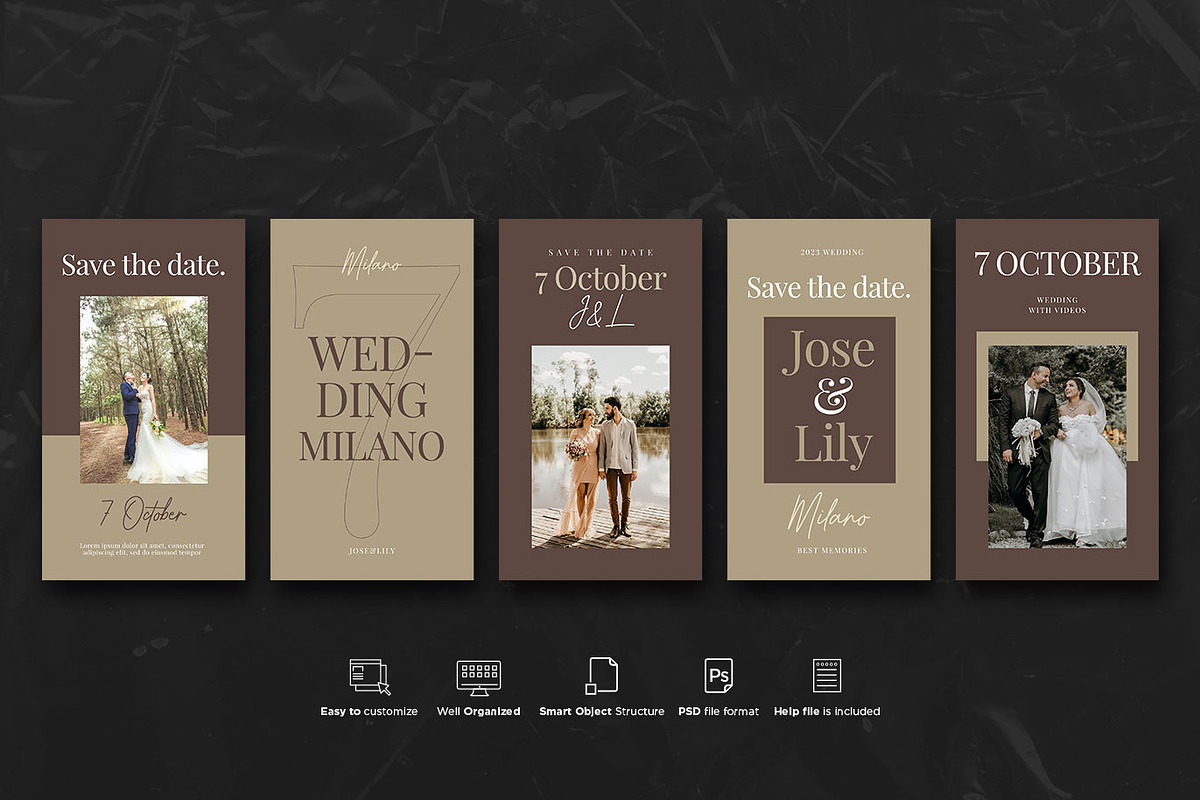 Wedding Social Stories PSD Templates, a Social Media Template by Giraffe Design Studio (Photo 14 of 21)