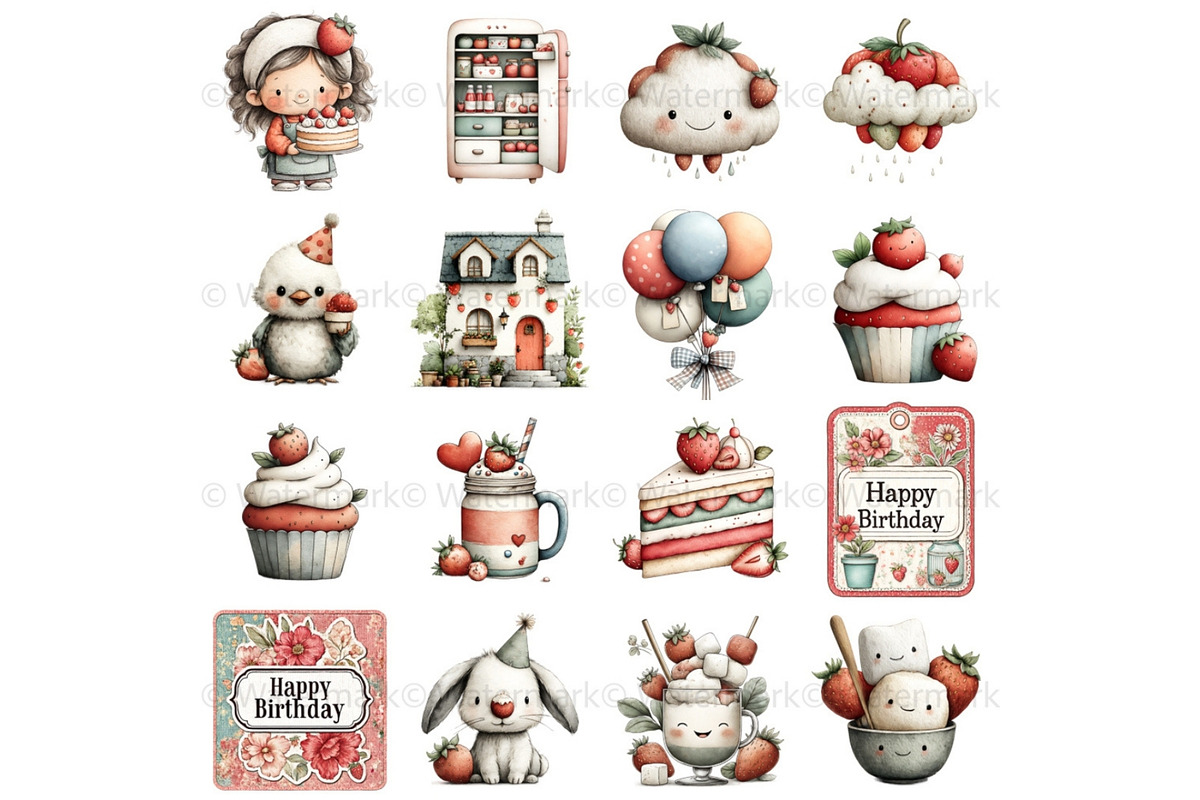 Strawberry Clipart Berry Firth Birth, a Decorative Illustration by Nicole Branger Art (Photo 8 of 26)