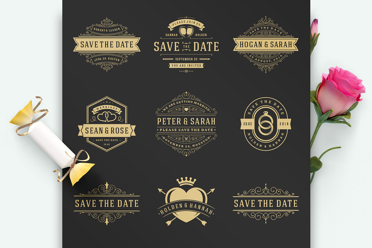 18 Wedding Logos and Badges, a Branding & Logo Template by Vasya Kobelev (Photo 5 of 14)