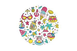 Colorful Summer Vacation Design, an Object Illustration by TopVectors