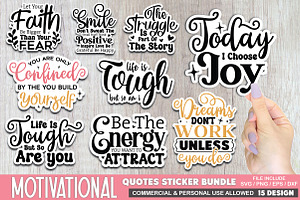 Motivational Quotes Sticker Bundle, a Graphic by crafthome
