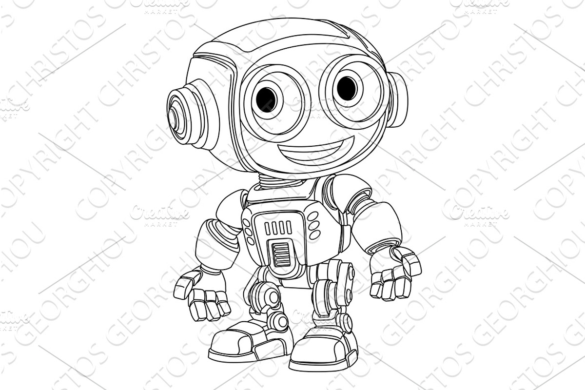 Robot Mascot Cartoon Cute Fun Alien, an Illustration by Christos Georghiou