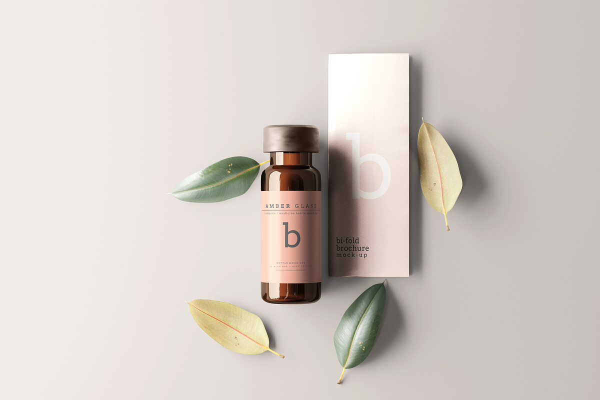 Amber Glass Vial Bottle Mockups, a Cups & Container Mockup by pmvch (Photo 19 of 20)
