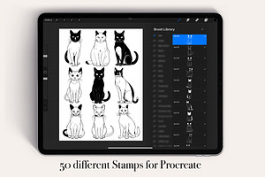 50 Cats Procreate Stamps Brushes