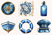 Vintage Navy Blue Sailing Clipart, an Illustration by OK Design (Thumbnail 3 of 5)