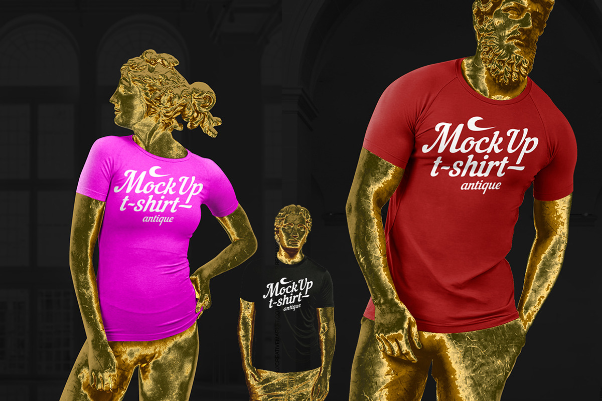 4 Mockups of T-shirt | Antique #2, a Shirt Mockup by Sergey Serebrennikov (Photo 2 of 9)