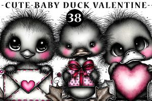 Cute baby duck valentine clip-art, an Illustration by CreationArt