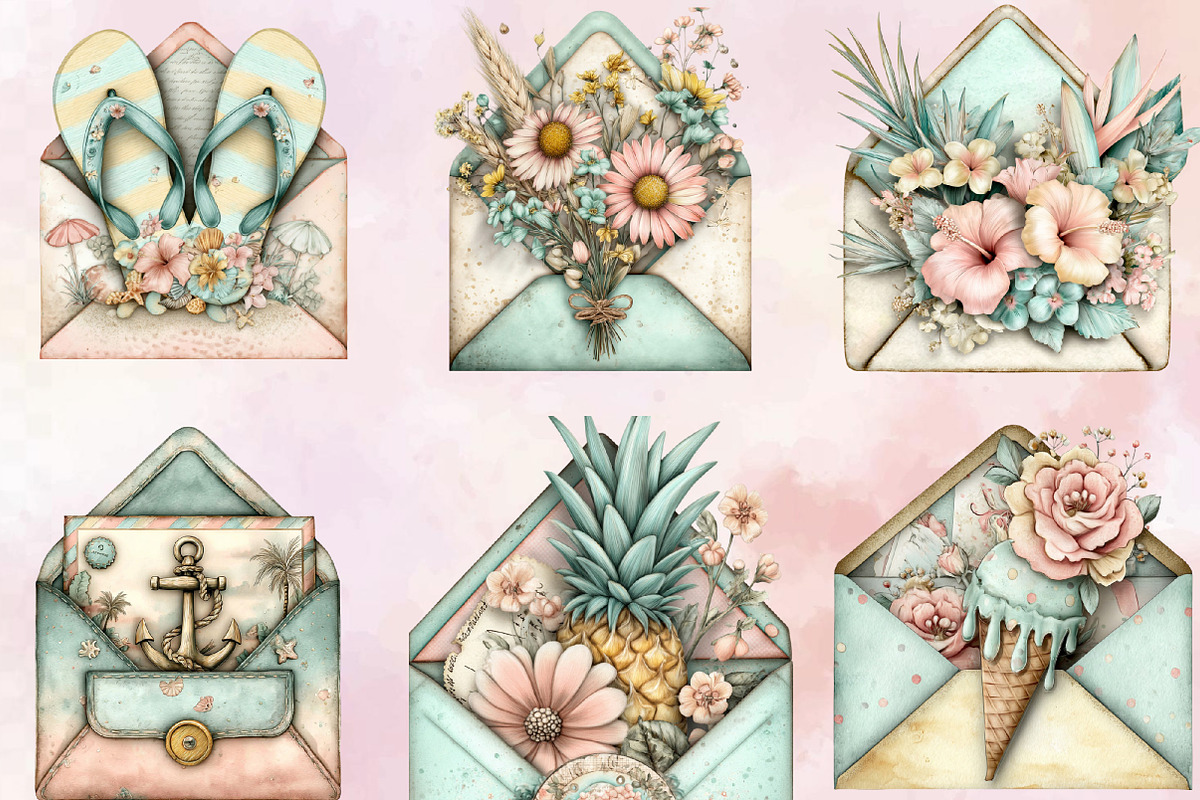 Whimsical Summer Envelope Clipart Bu, an Illustration by SVGArt (Photo 2 of 9)