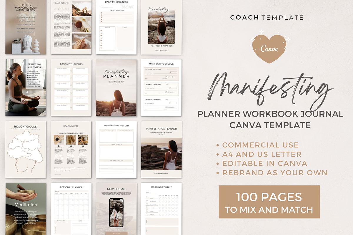 Manifesting Workbook Canva Template, a Marketing Template by COACHTEMPLATE (Photo 1 of 9)