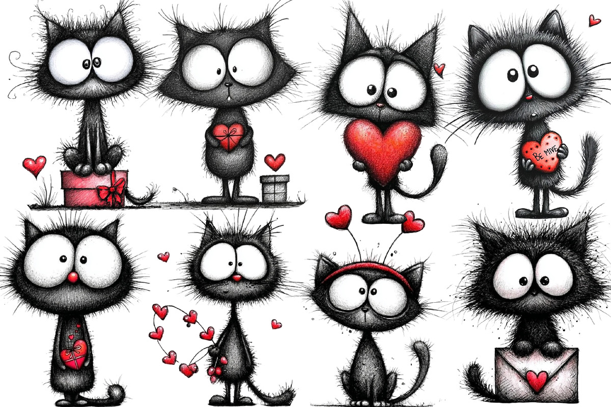 Valentines Black Cat Clipart, an Illustration by Designworld (Photo 2 of 4)