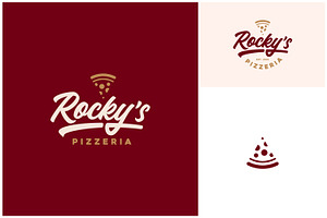 Pizza Slice Pizzeria Bar Logo, a Branding & Logo Template by Enola99d