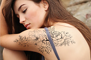 Ink Flowers - Tattoo Lineart Florals, a Brush Add-On by buntegalerie (Thumbnail 3 of 3)