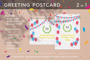 Jan 11 - International Thank You Day, an Invitation Template by Textures & Backgrounds