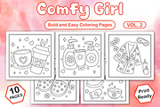 Comfy Girl Bold and Easy Coloring, a Decorative Illustration by Coco Bloom (Thumbnail 1 of 4)