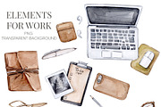Watercolor Work Home Office Clipart, a Decorative Illustration by S_ARTLOVE (Thumbnail 2 of 8)