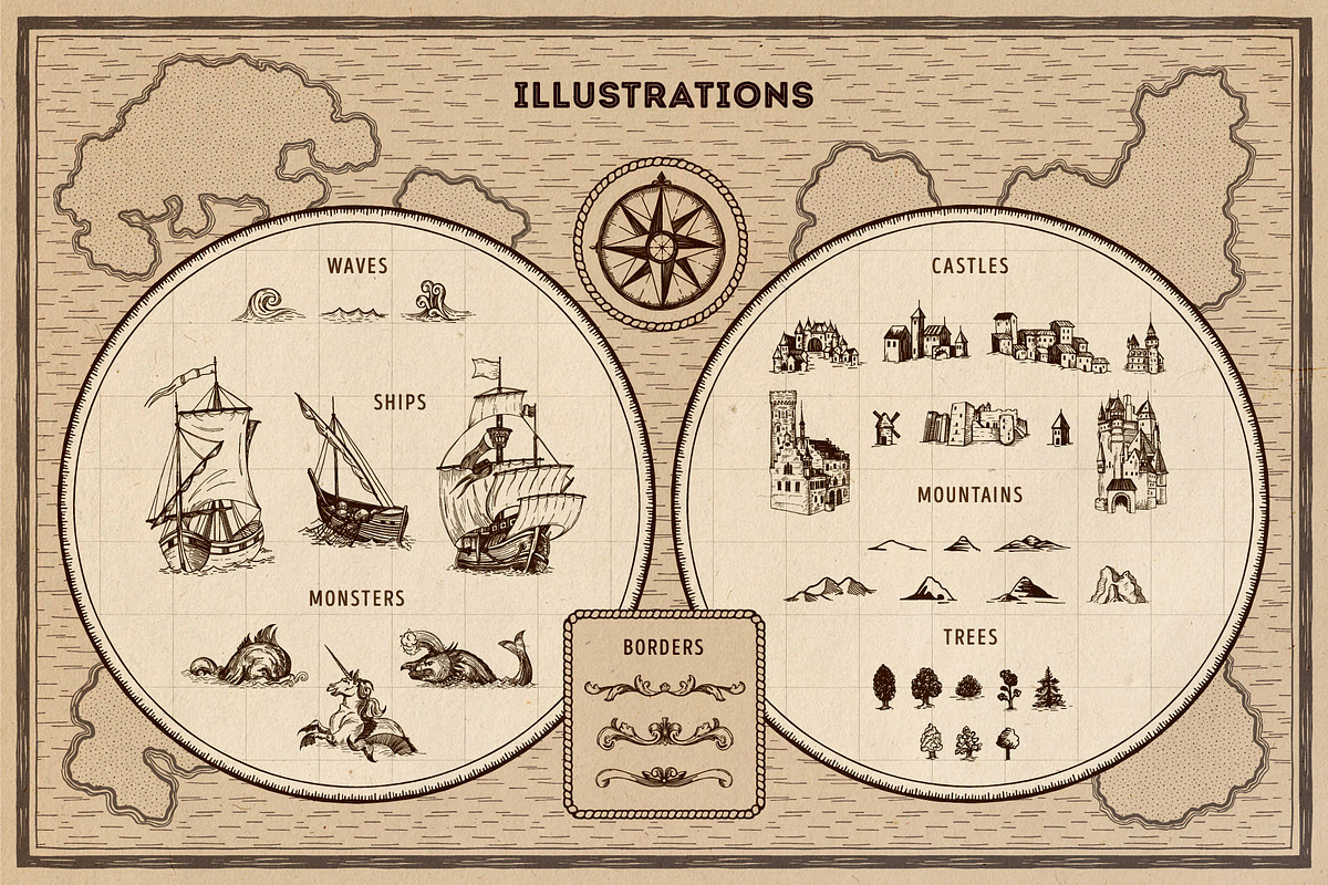 Magic Lands: Vintage Map Creator, a Brush Add-On by pixelbuddha.net (Photo 4 of 12)