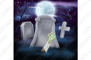 Zombie Grave Halloween Illustration