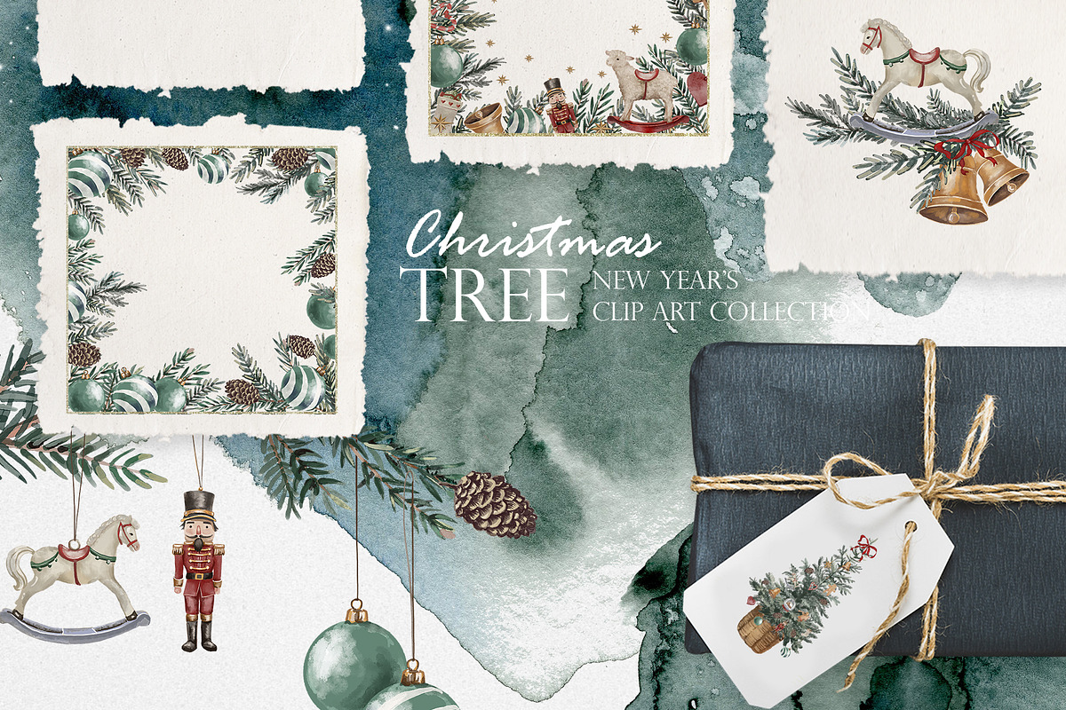 Christmas Tree Clip Art Collection, a Seasonal Illustration by RushkinaAntonina (Photo 4 of 8)