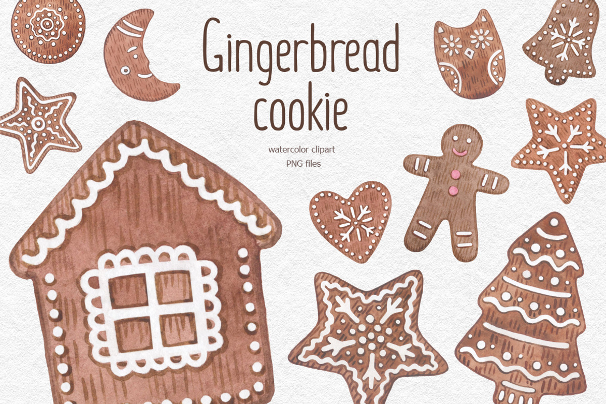 Christmas gingerbread clipart, a Decorative Illustration by CreativeByLu (Photo 1 of 7)