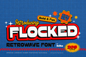 Flocked - Retrowave Font, a Sans Serif Font by ikiiko