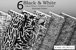 Black & White Hand Drawn 6 Pattern, a Pattern Graphic by Space_Oleandr