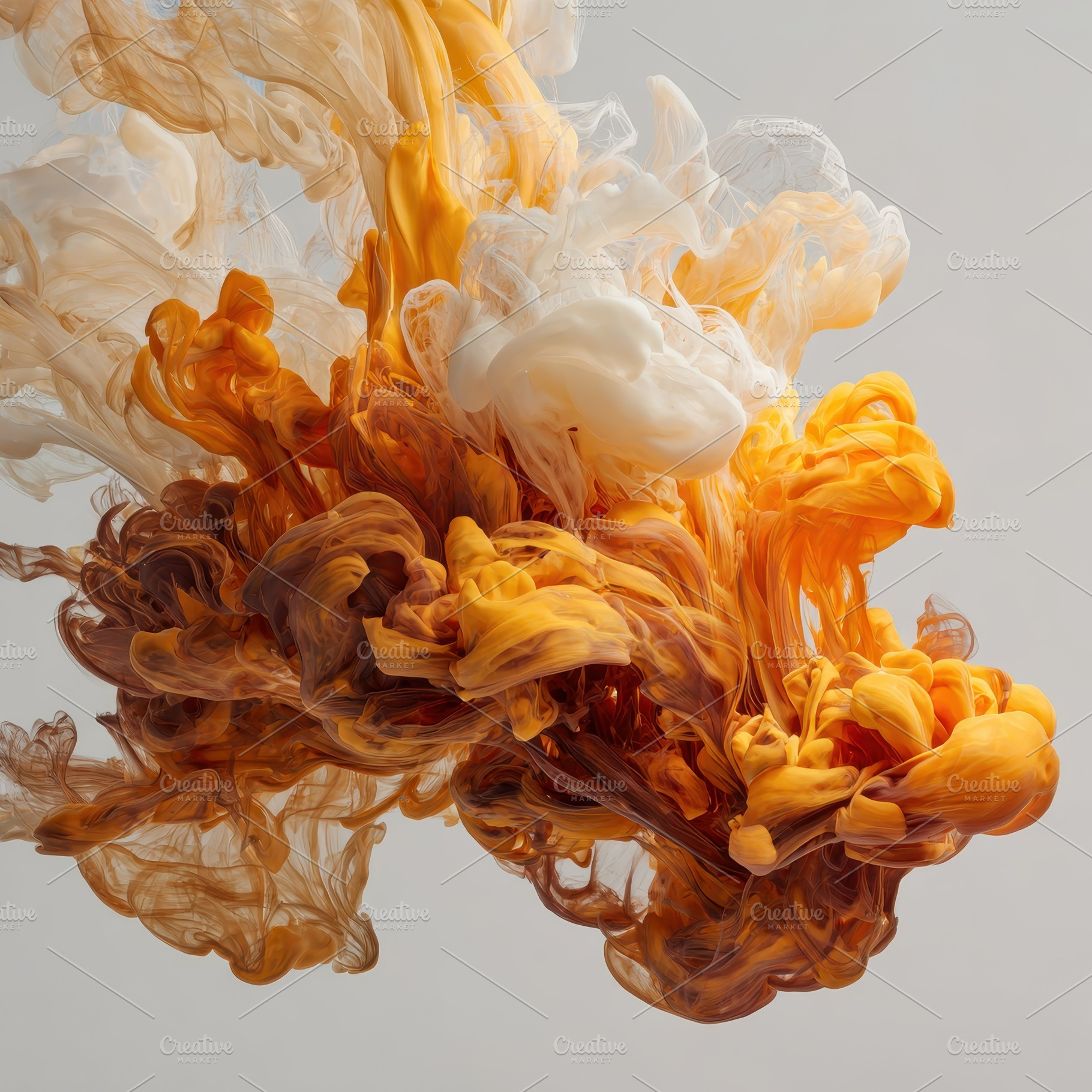 Abstract Orange and White Ink Swirls, a Background Photo by Pixeness Studio