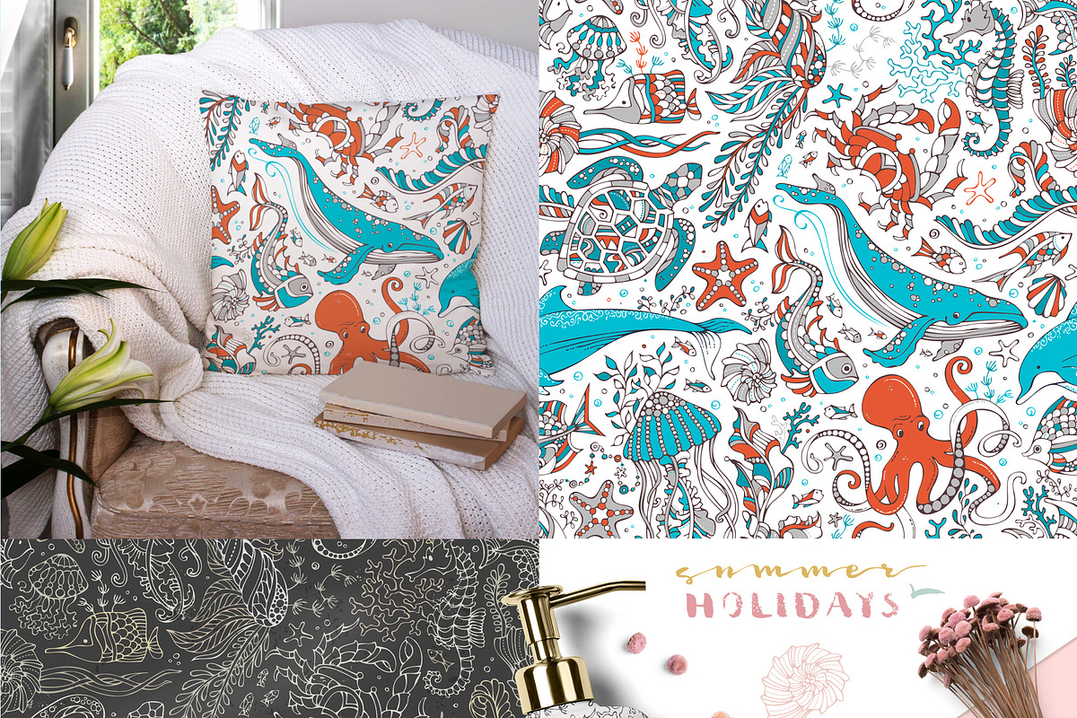 Ocean Seamless Patterns Pack, a Pattern Graphic by MaljukArt (Photo 7 of 12)