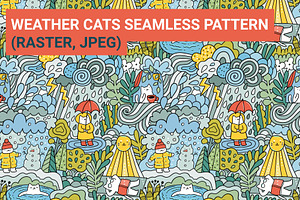 Weather cats seamless pattern