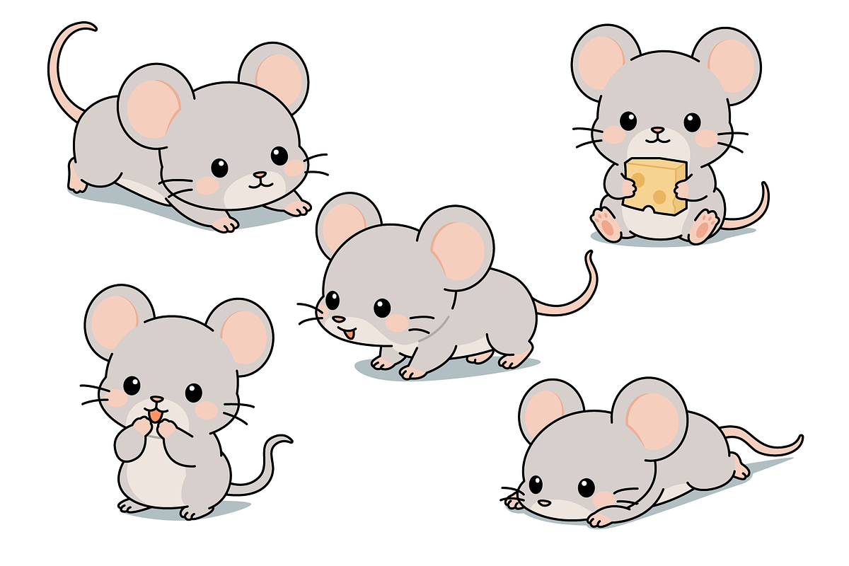 Cute Cartoon Mouse Character Set, an Animal Illustration by Artpon Illustration (Photo 3 of 3)