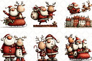 Santa Reindeer Christmas Clipart, an Illustration by Black Bird Studio (Thumbnail 2 of 6)