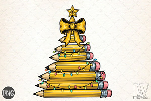 Christmas Pencil School Coquette Bow, an Illustration by Libby Wishes