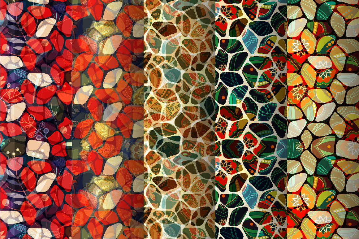 5 Mosaic Seamless Patterns, a Pattern Graphic by Sunny_Lion