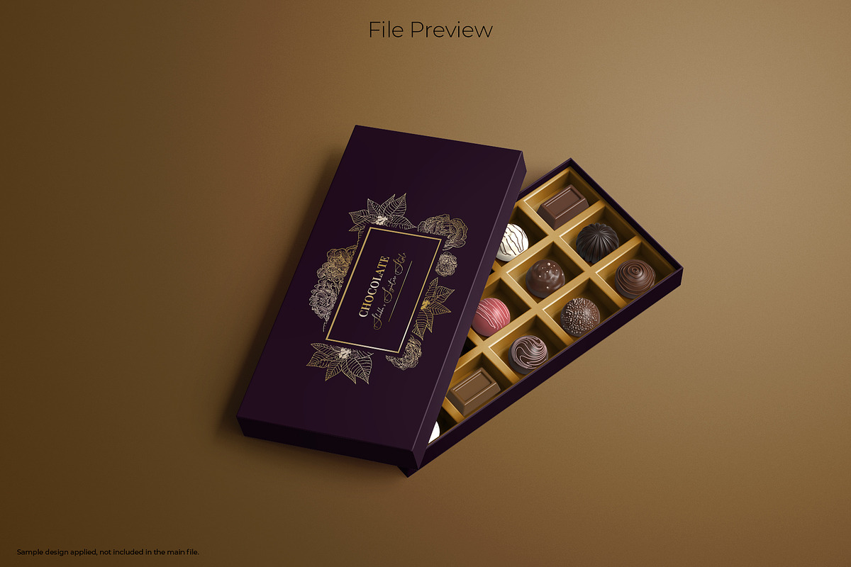 Luxury Chocolate Truffle Box Mockup, a Packaging Mockup by Sheikhadesign (Photo 7 of 12)