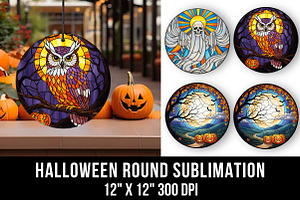 Halloween Ornament Round Sublimation, an Illustration by CraftArtStudio