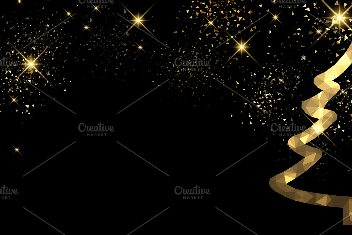 Golden Christmas trees set, a Decorative Illustration by Vjom (Photo 2 of 12)