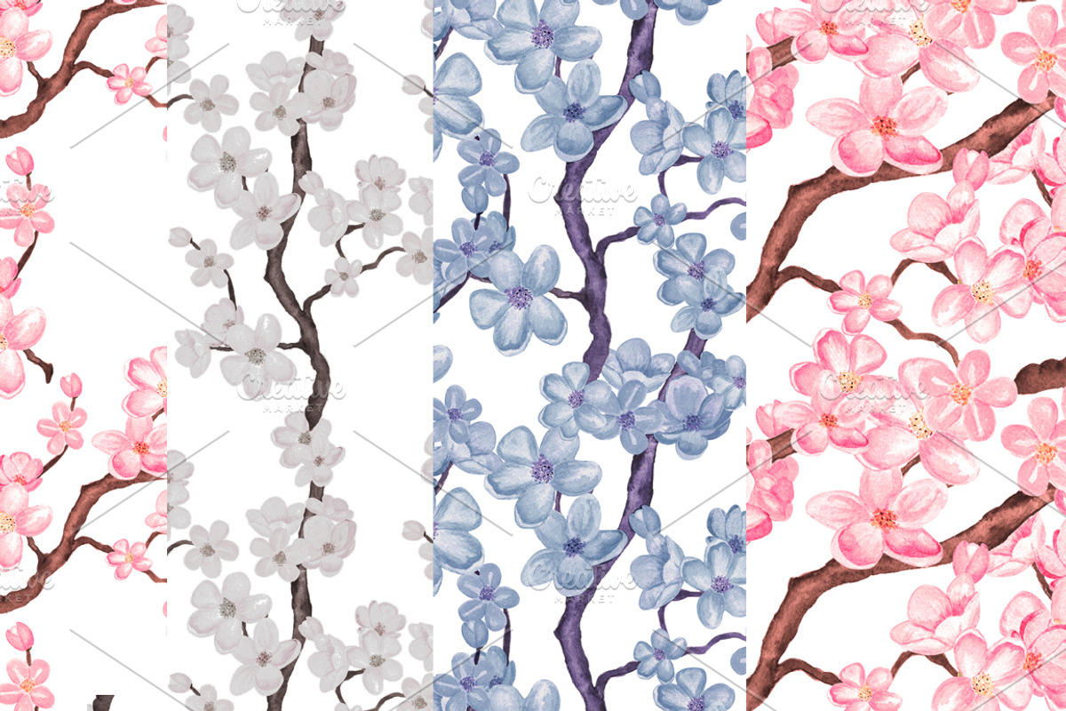Watercolor cherry blossom, an Illustration by Color_Brush (Photo 3 of 5)