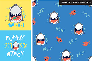 CUTE SHARK DESIGN VECTOR PACK
