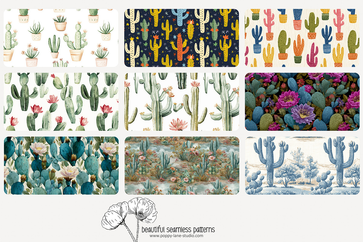 70 cactus seamless pattern, a Pattern Graphic by Poppy Lane Studio (Photo 6 of 10)
