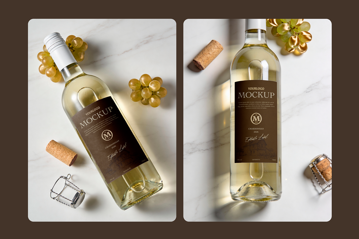 White Wine Bottle Mockup Marble Set, a Packaging Mockup by rodrigofkaminski (Photo 4 of 4)