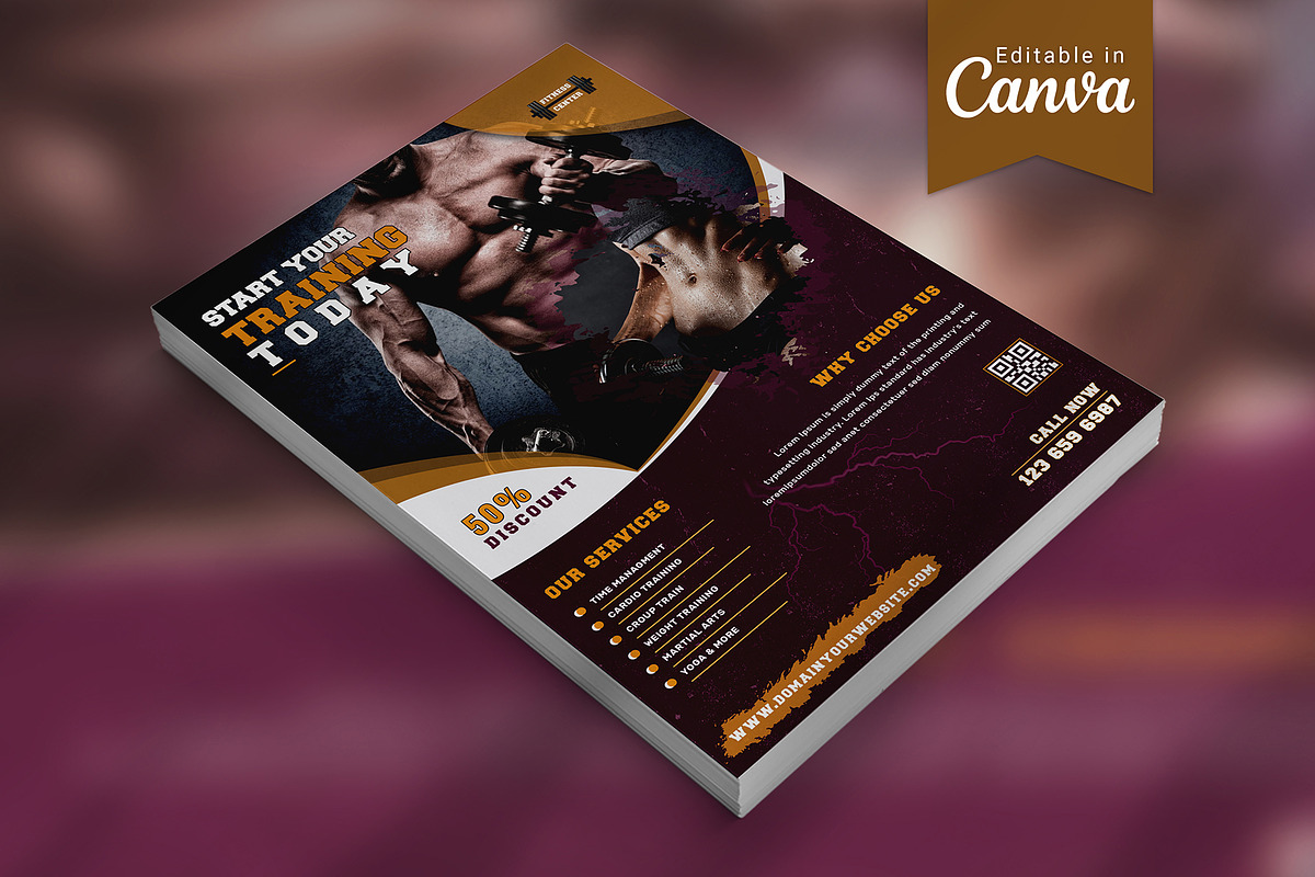 Canva Fitness / Gym Flyer, a Flyer Template by DesignDevisers (Photo 2 of 9)